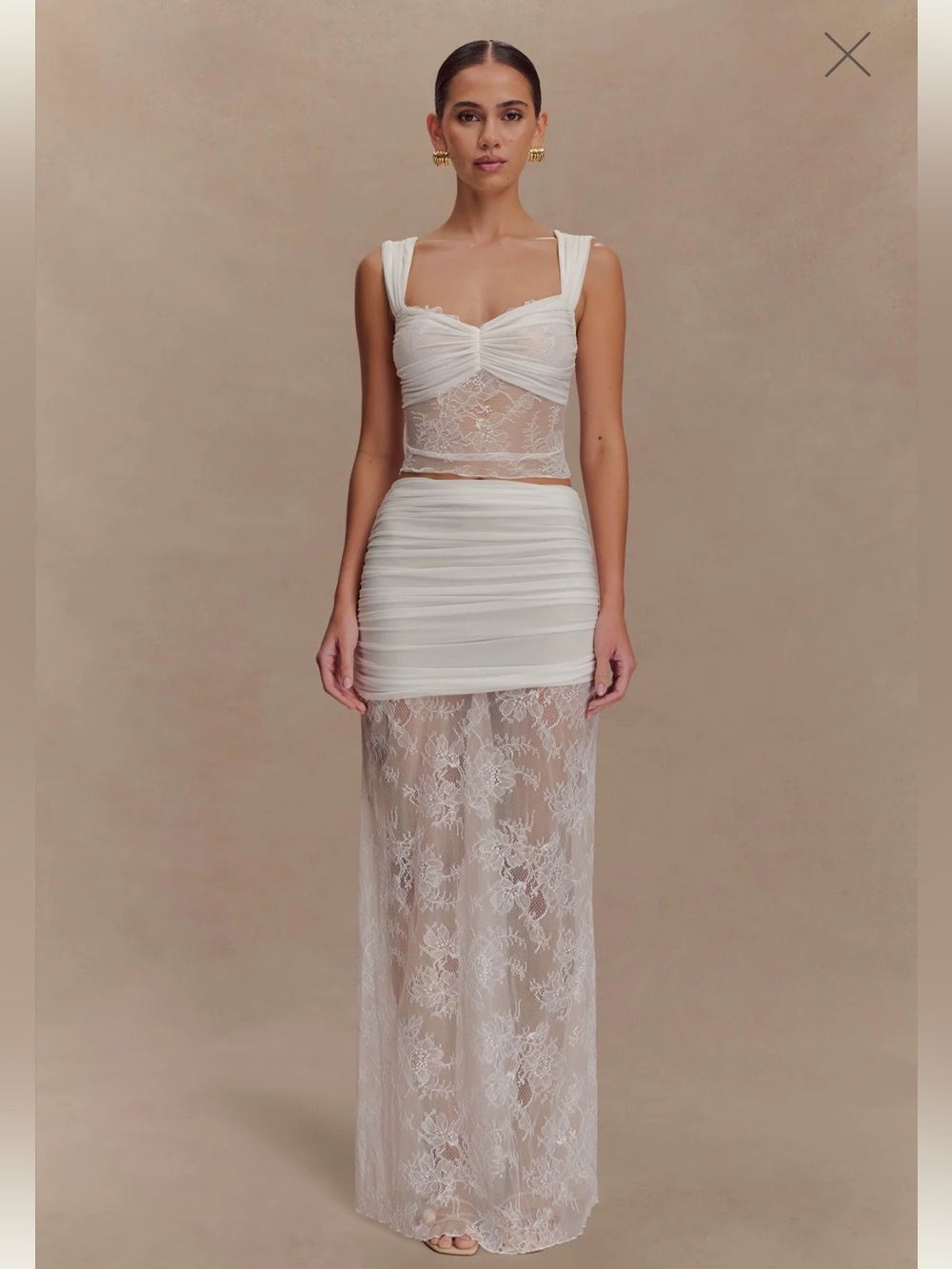 Meshki White Lace Skirt